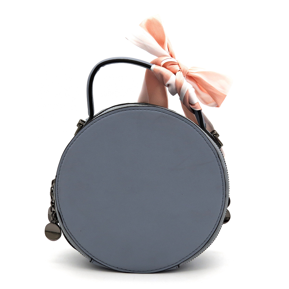 Bolsa Feminina Tiracolo Redonda com Laço Removível Azul (4)