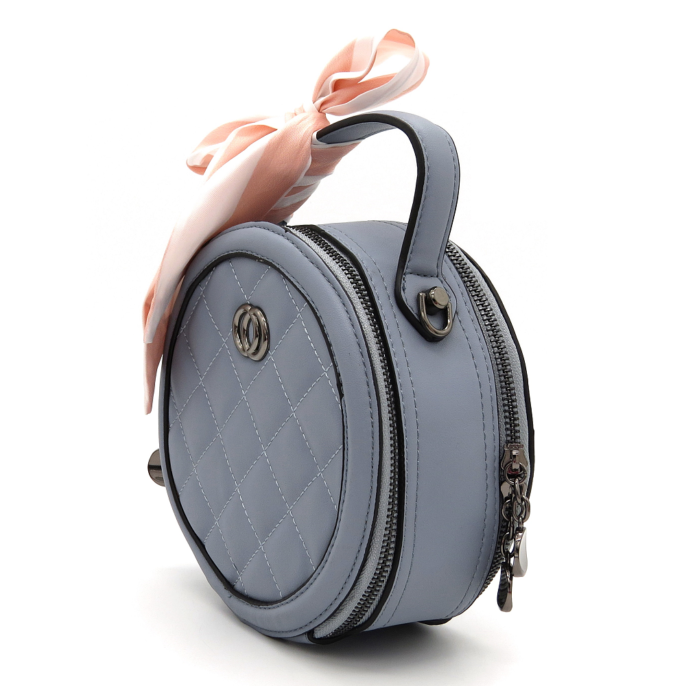 Bolsa Feminina Tiracolo Redonda com Laço Removível Azul (5)