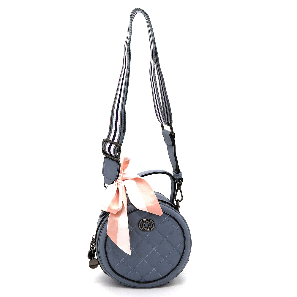 Bolsa Feminina Tiracolo Redonda com Laço Removível Azul (7)