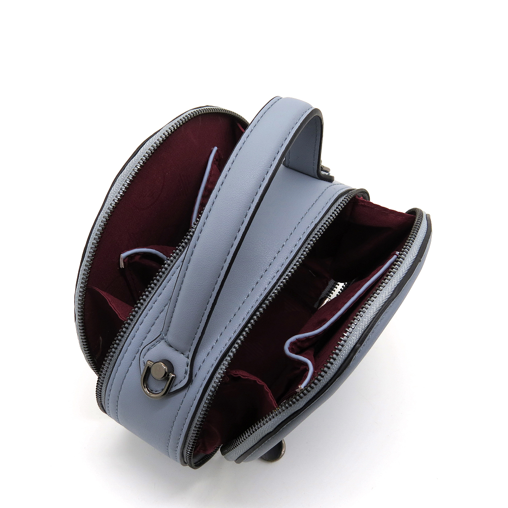 Bolsa Feminina Tiracolo Redonda com Laço Removível Azul (8)