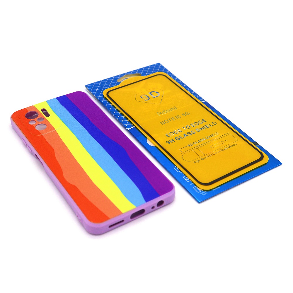 Capinha Case Aveludada Xiaomi Redmi Note 10/10s Silicone Arco Íris Colorido