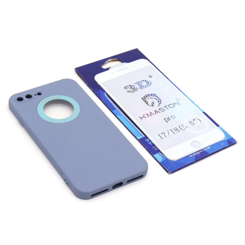 Capa Silicone Círculo IPhone 7/8 Plus + Película 3D Branca